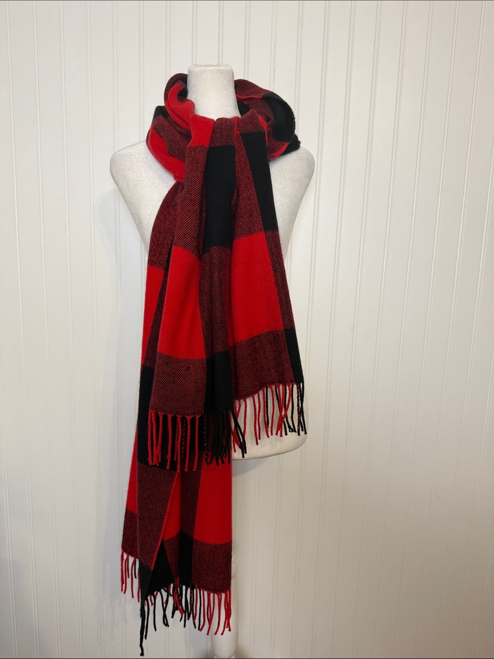 J. Crew Red and Black Buffalo Plaid Wrap Scarf